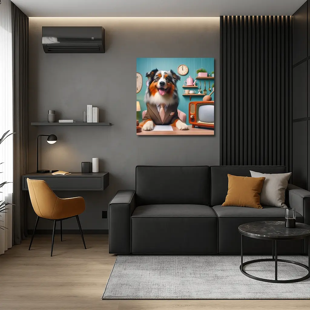 Australian Shepherd Dog Suit Retro Kitchen – Wall Art