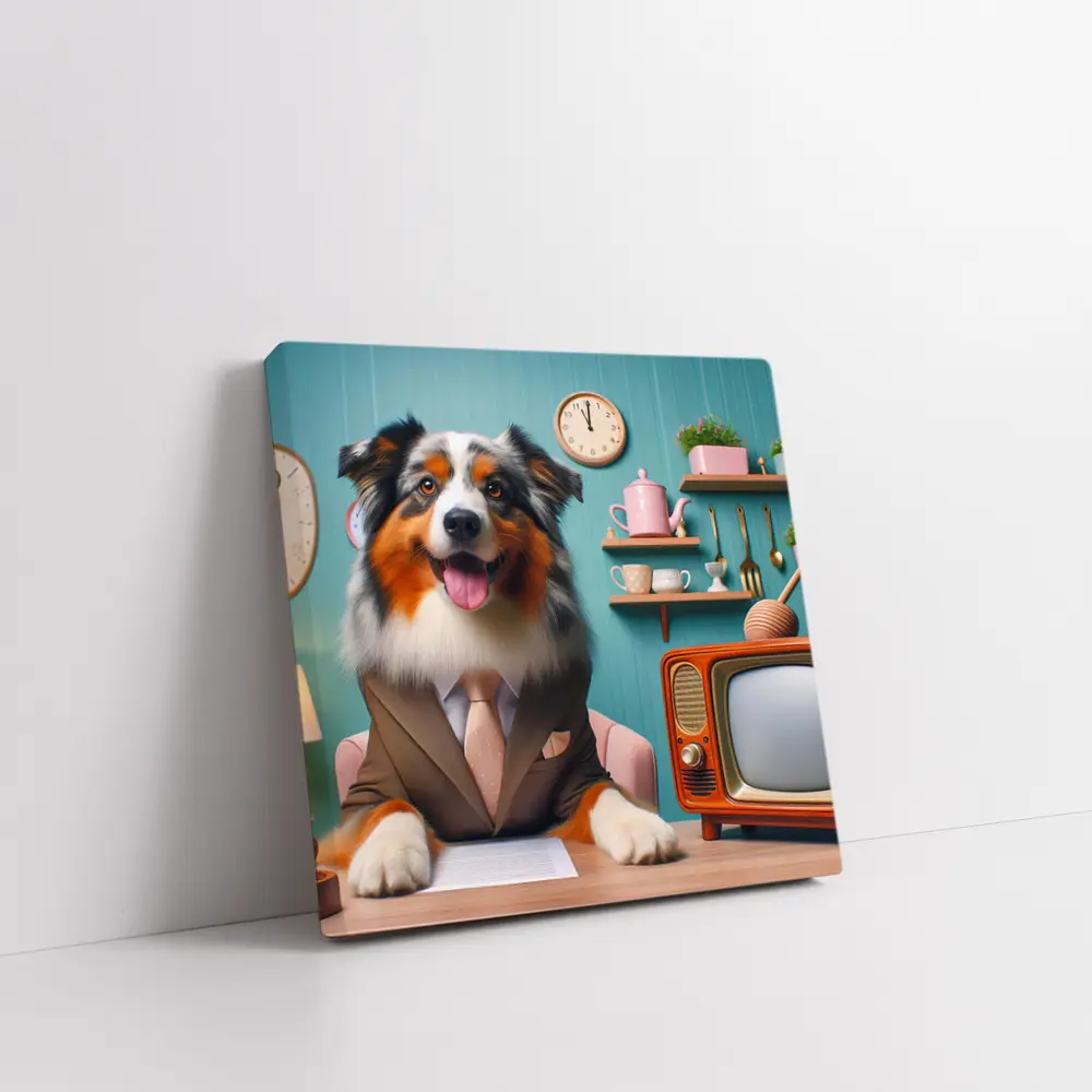 Australian Shepherd Dog Suit Retro Kitchen – Wall Art