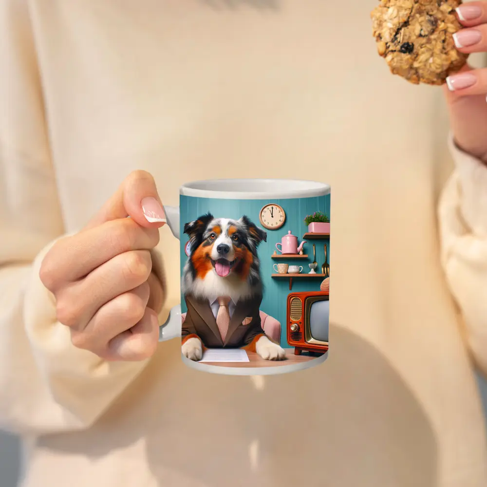 Australian Shepherd Dog Suit Retro Kitchen – Mugs