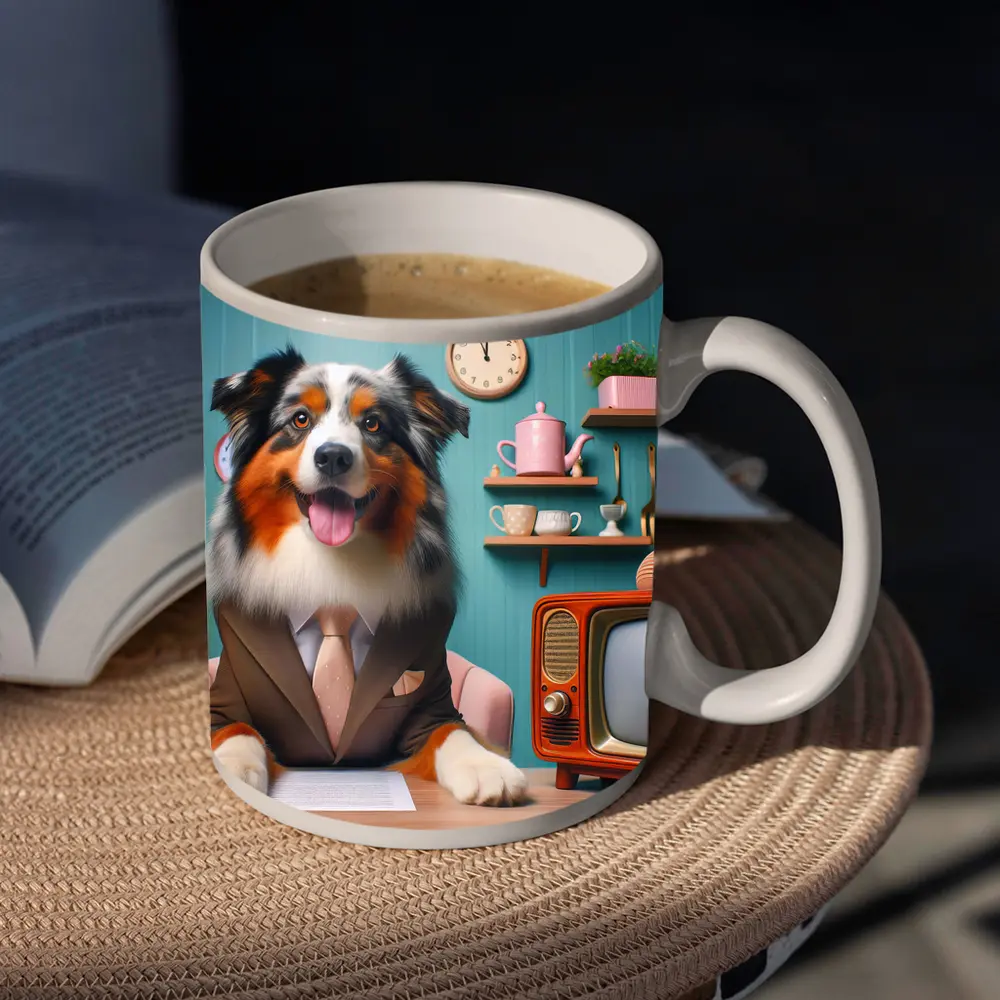 Australian Shepherd Dog Suit Retro Kitchen – Mugs