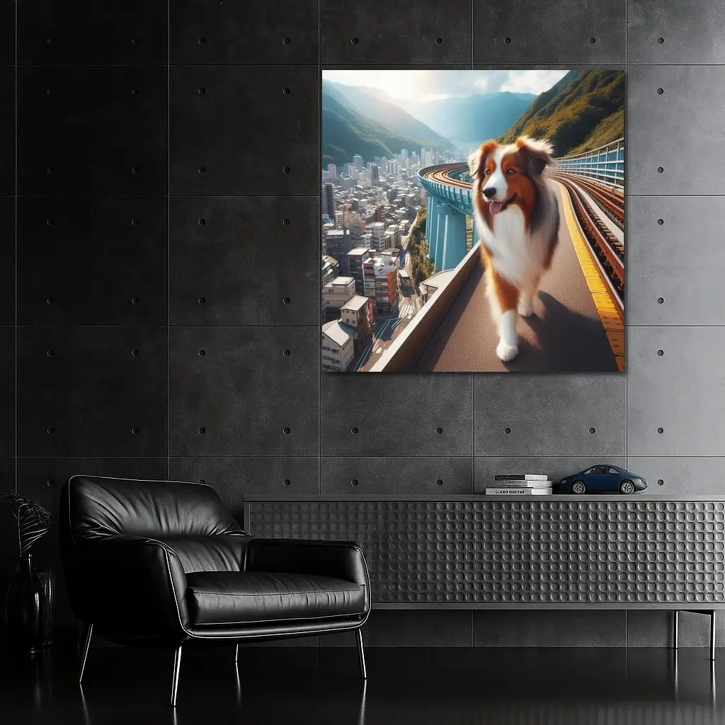 Australian Shepherd Dog City Skyline Background – Wall Art