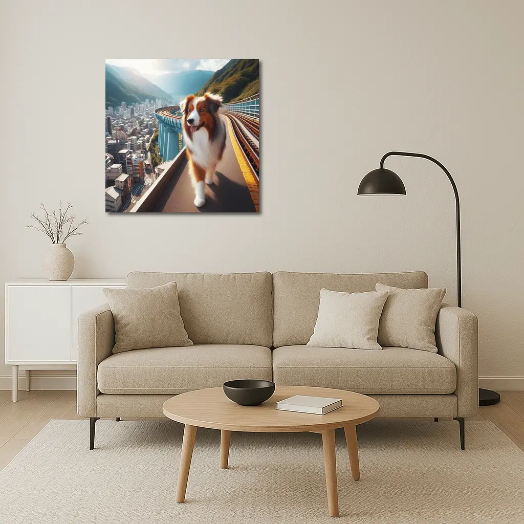 Australian Shepherd Dog City Skyline Background – Wall Art