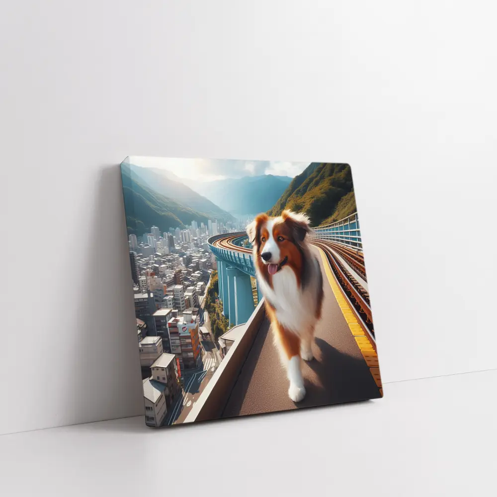 Australian Shepherd Dog City Skyline Background – Wall Art