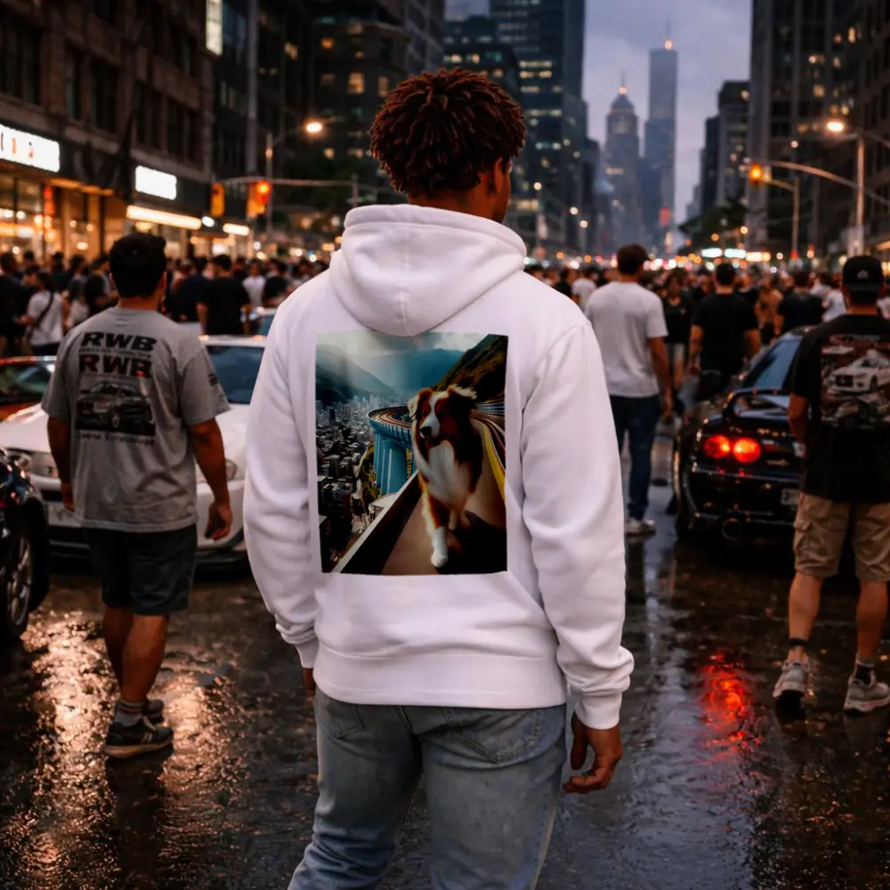 Australian Shepherd Dog City Skyline Background – Hoodies