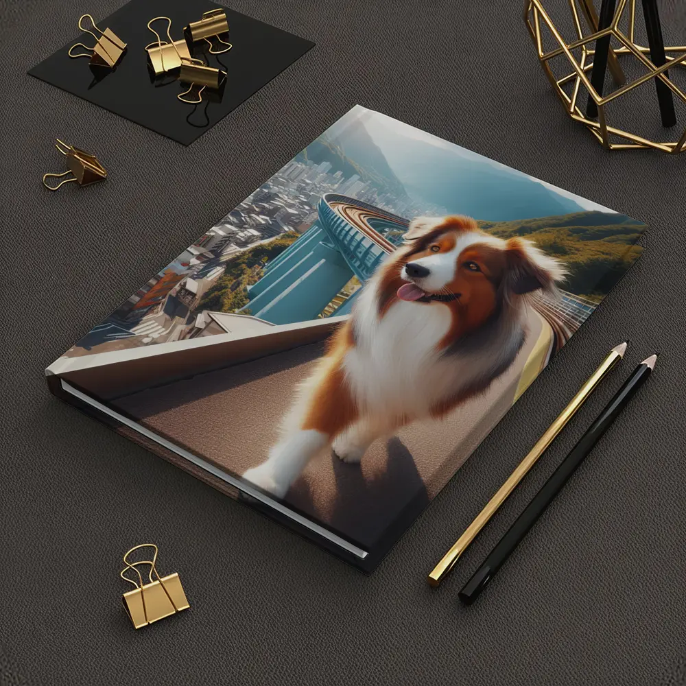 Australian Shepherd Dog City Skyline Background – Notebooks