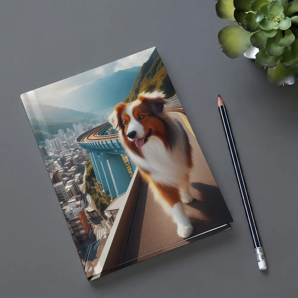 Australian Shepherd Dog City Skyline Background – Notebooks