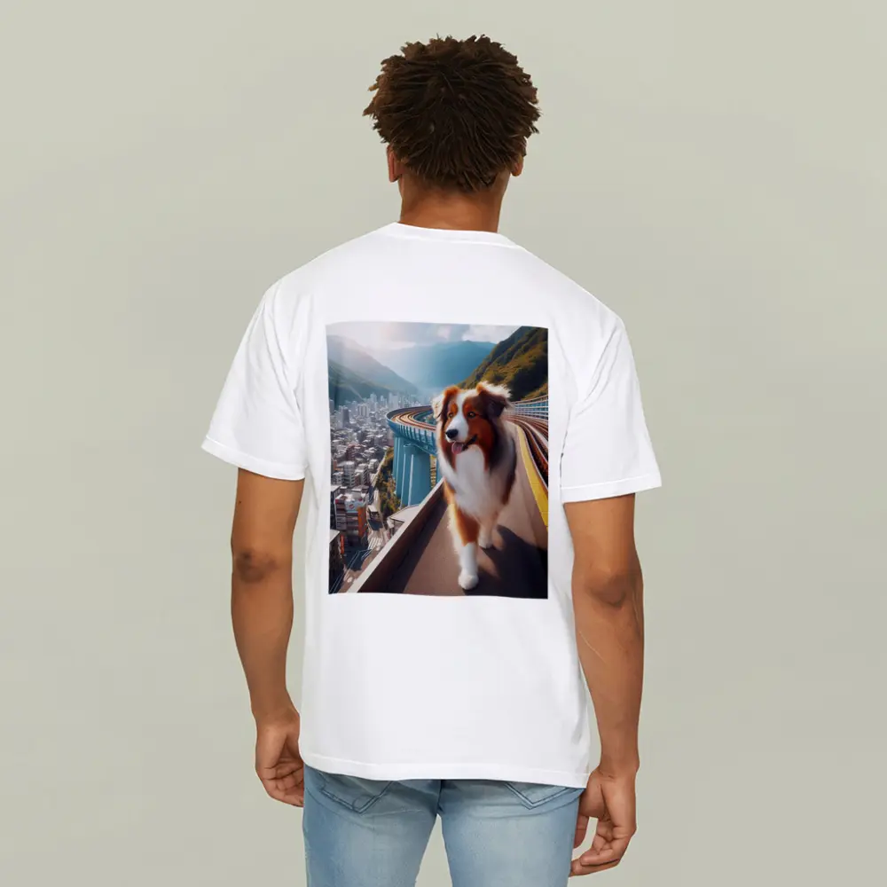 Australian Shepherd Dog City Skyline Background – T-Shirts