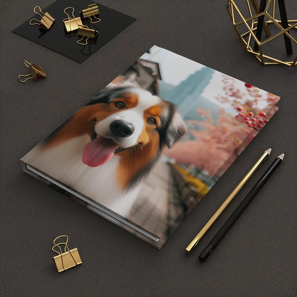 Australian Shepherd Dog Cherry Blossom Street – Notebooks