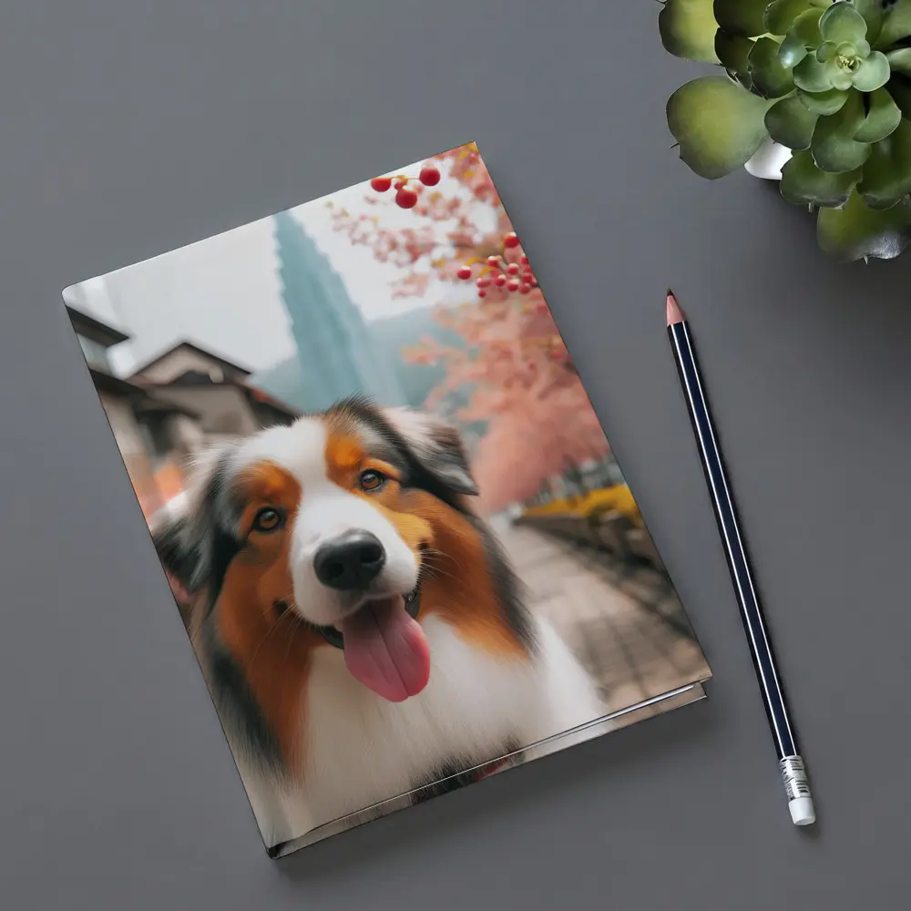 Australian Shepherd Dog Cherry Blossom Street – Notebooks