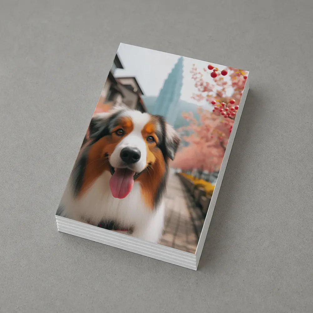 Australian Shepherd Dog Cherry Blossom Street – Postcards
