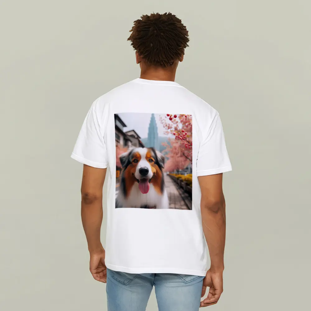 Australian Shepherd Dog Cherry Blossom Street – T-Shirts