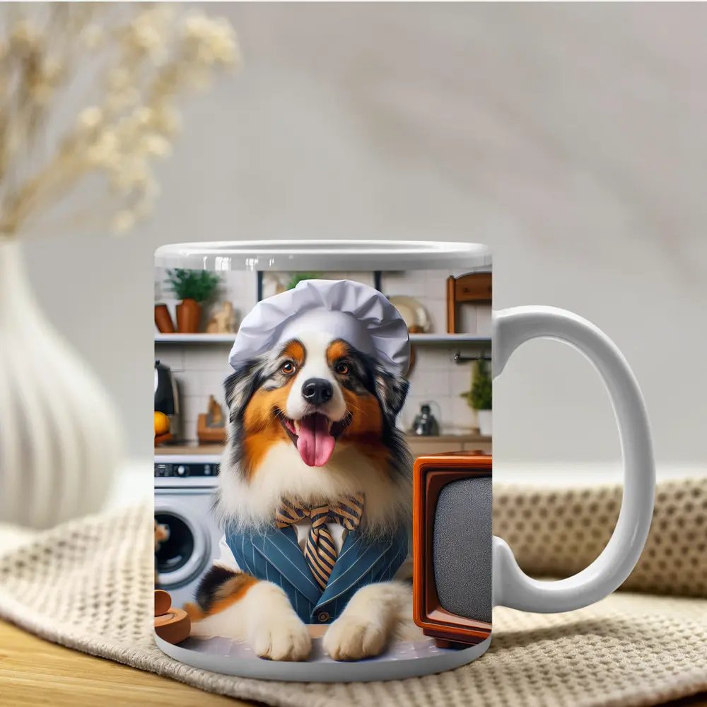 Australian Shepherd Chef Hat Kitchen Scene – Mugs