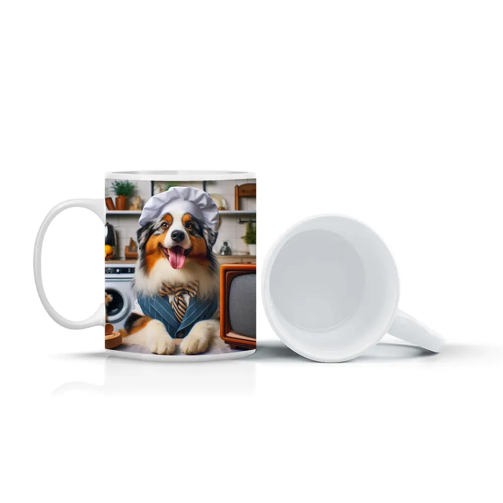 Australian Shepherd Chef Hat Kitchen Scene – Mugs