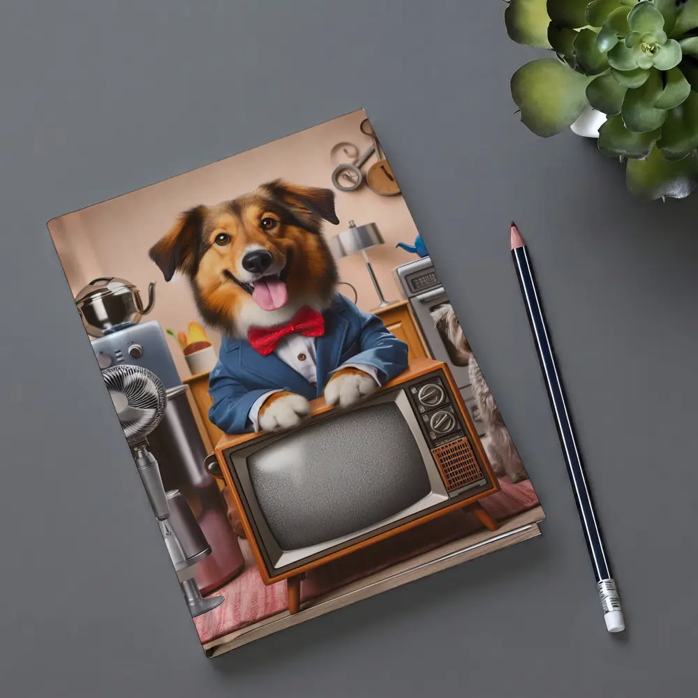 Happy Dog Blue Suit Retro TV Room – Notebooks