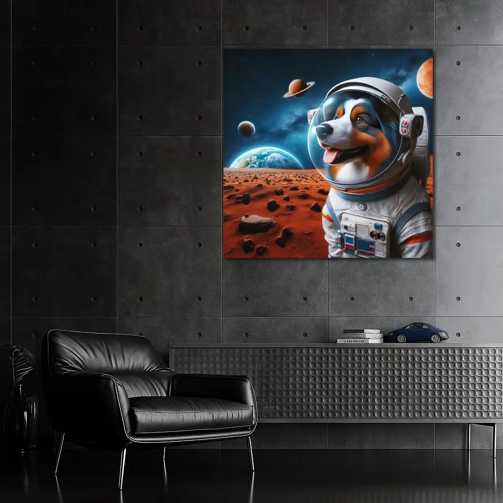 Australian Shepherd Astronaut Dog Space Planet – Wall Art