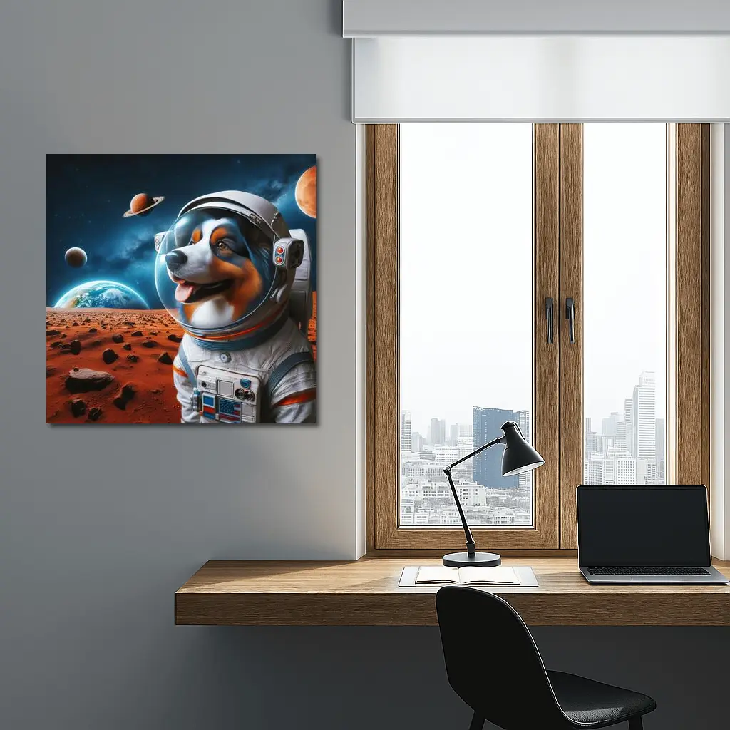 Australian Shepherd Astronaut Dog Space Planet – Wall Art