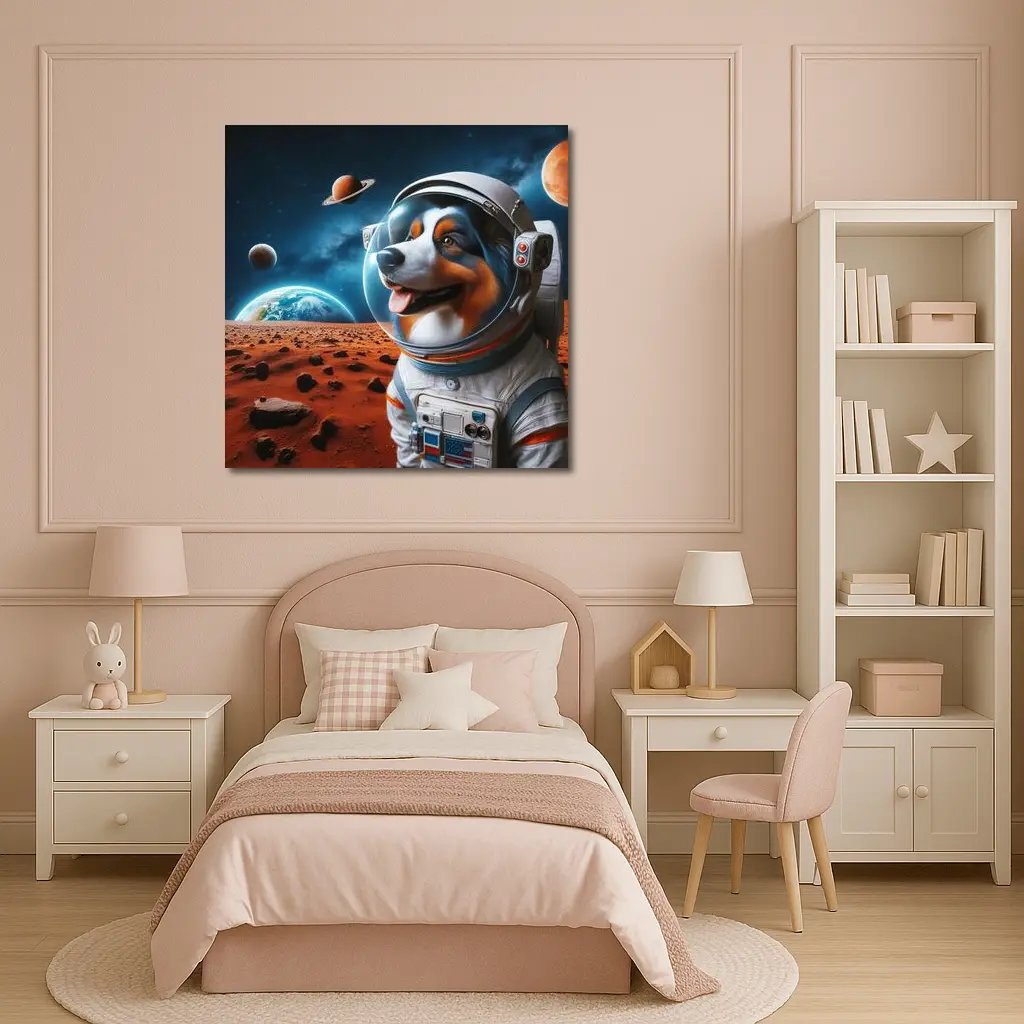 Australian Shepherd Astronaut Dog Space Planet – Wall Art