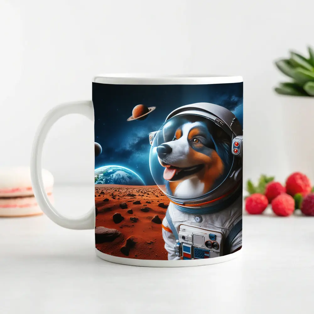 Australian Shepherd Astronaut Dog Space Planet – Mugs