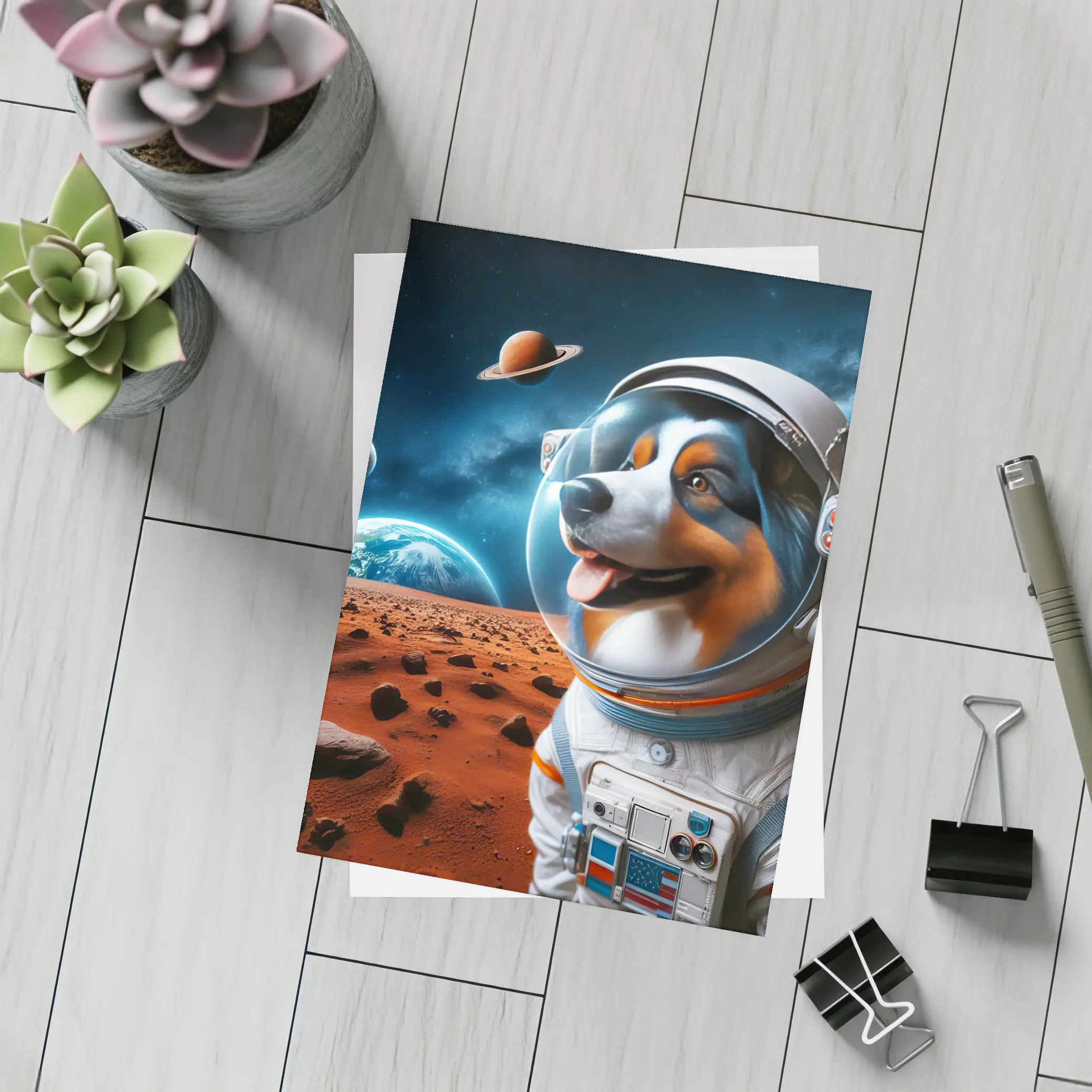Australian Shepherd Astronaut Dog Space Planet – Postcards