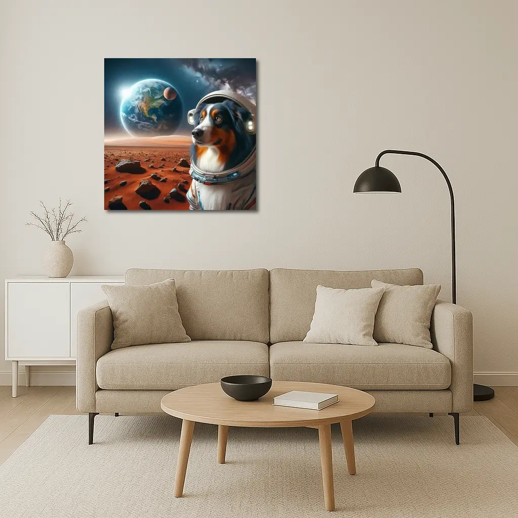 Australian Shepherd Astronaut Dog Space Mars – Wall Art
