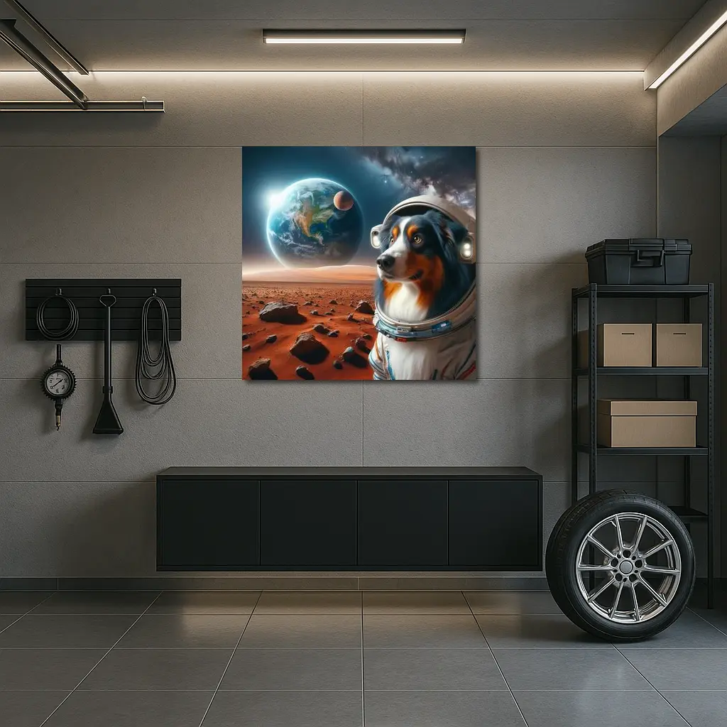 Australian Shepherd Astronaut Dog Space Mars – Wall Art