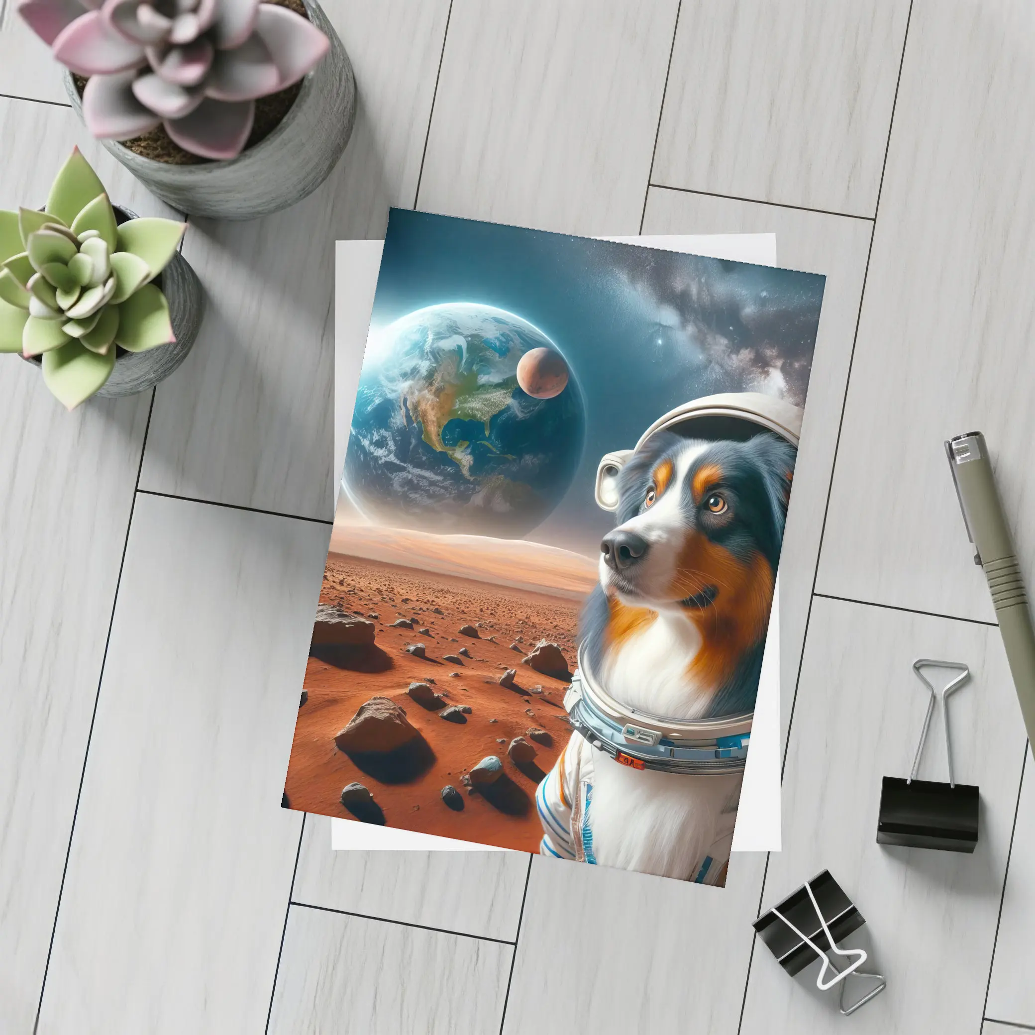 Australian Shepherd Astronaut Dog Space Mars – Postcards