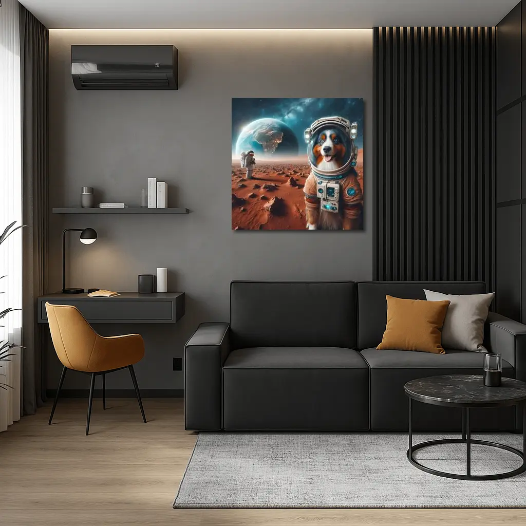 Australian Shepherd Astronaut Dog On Mars – Wall Art