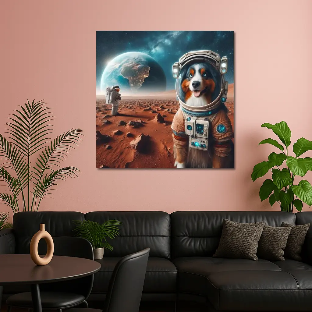 Australian Shepherd Astronaut Dog On Mars – Wall Art