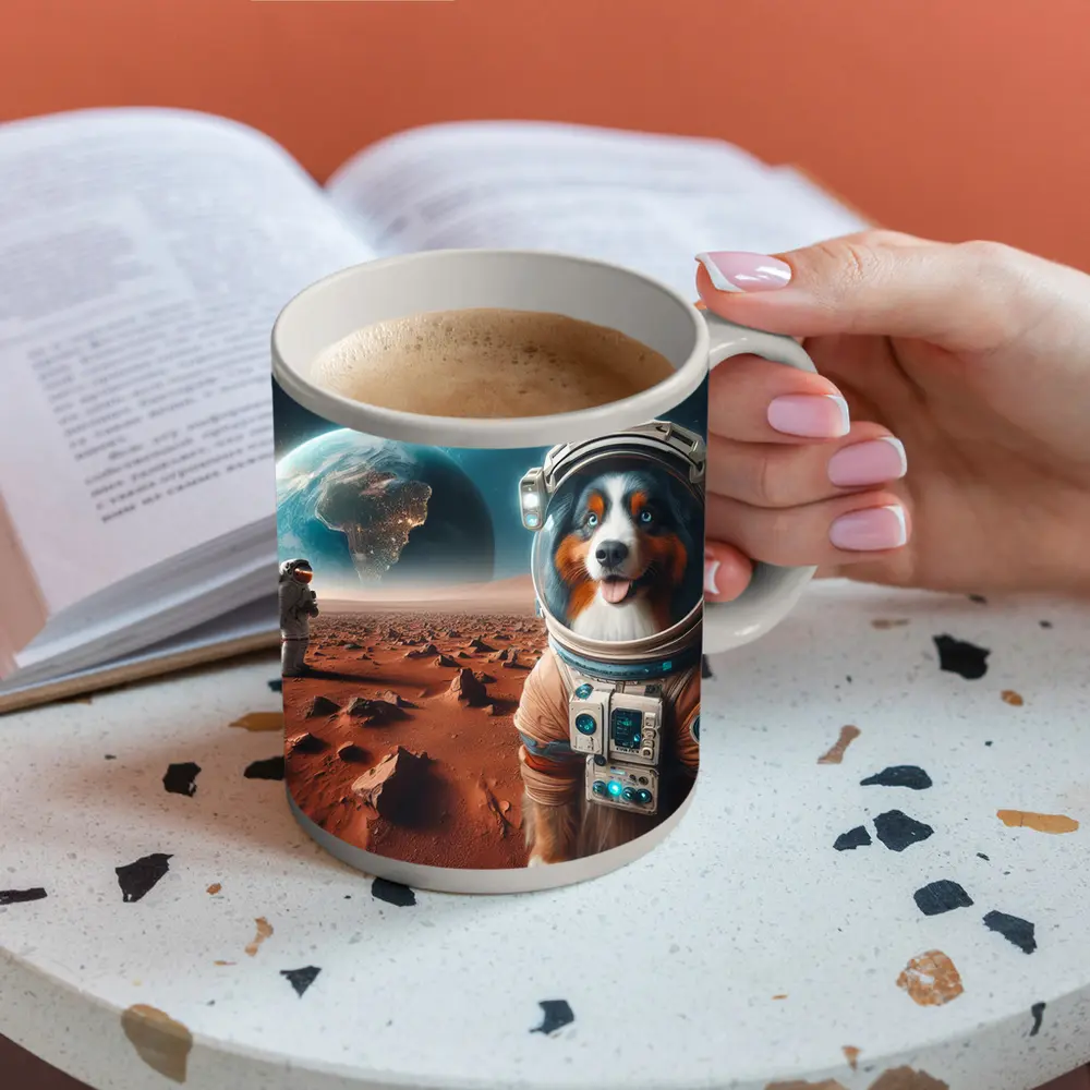 Australian Shepherd Astronaut Dog On Mars – Mugs