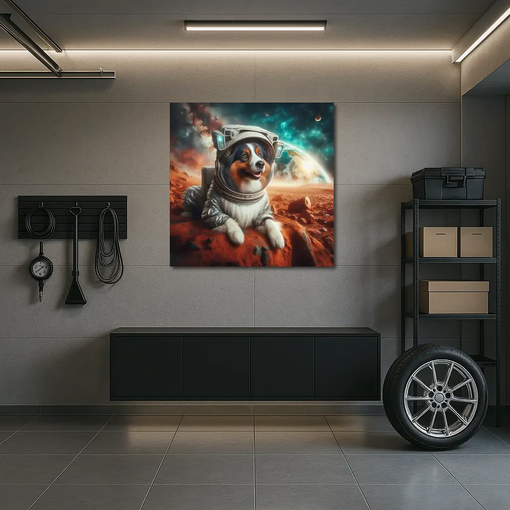 Australian Shepherd Astronaut Dog On Mars – Wall Art