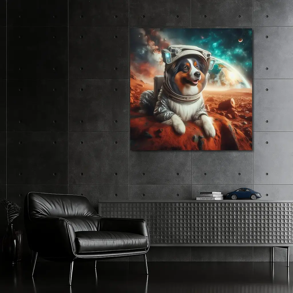 Australian Shepherd Astronaut Dog On Mars – Wall Art