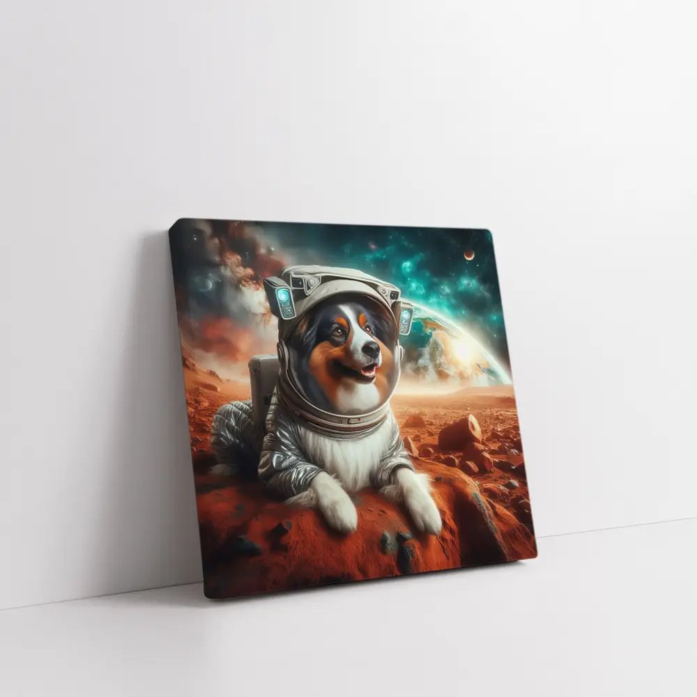 Australian Shepherd Astronaut Dog On Mars – Wall Art