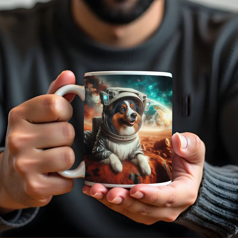 Australian Shepherd Astronaut Dog On Mars – Mugs