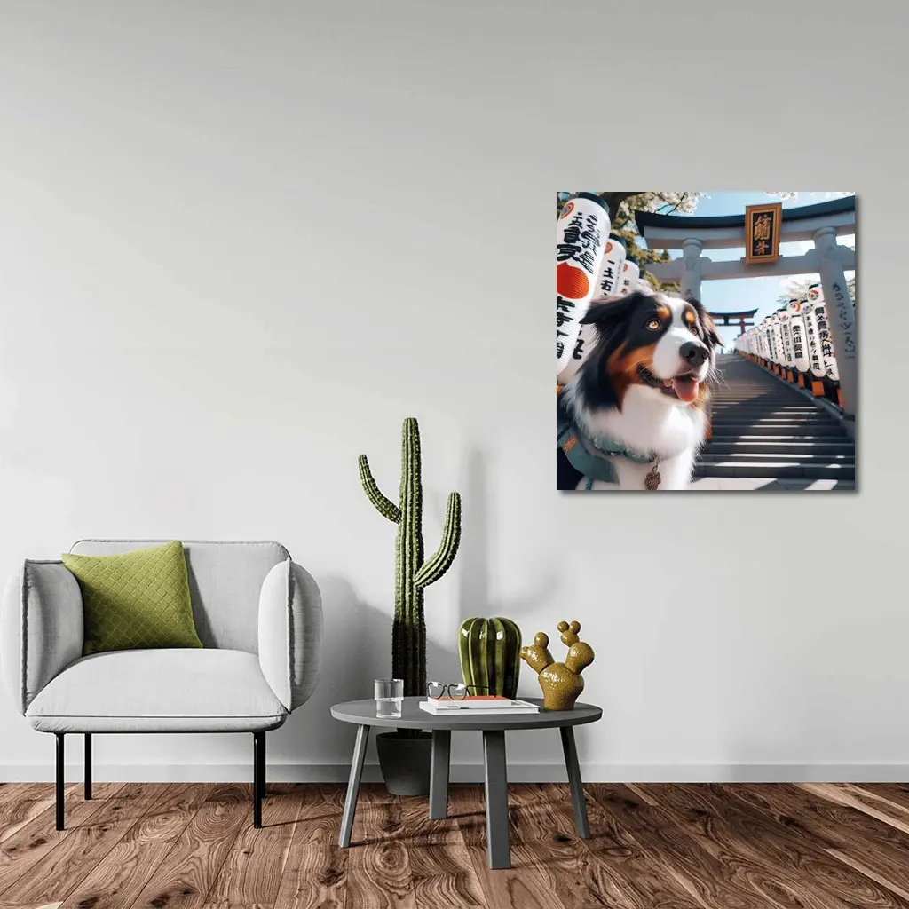 Australian Shepherd Dog Japanese Shrine Torii Gates – Wall Art