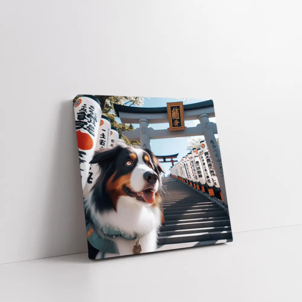 Australian Shepherd Dog Japanese Shrine Torii Gates – Wall Art