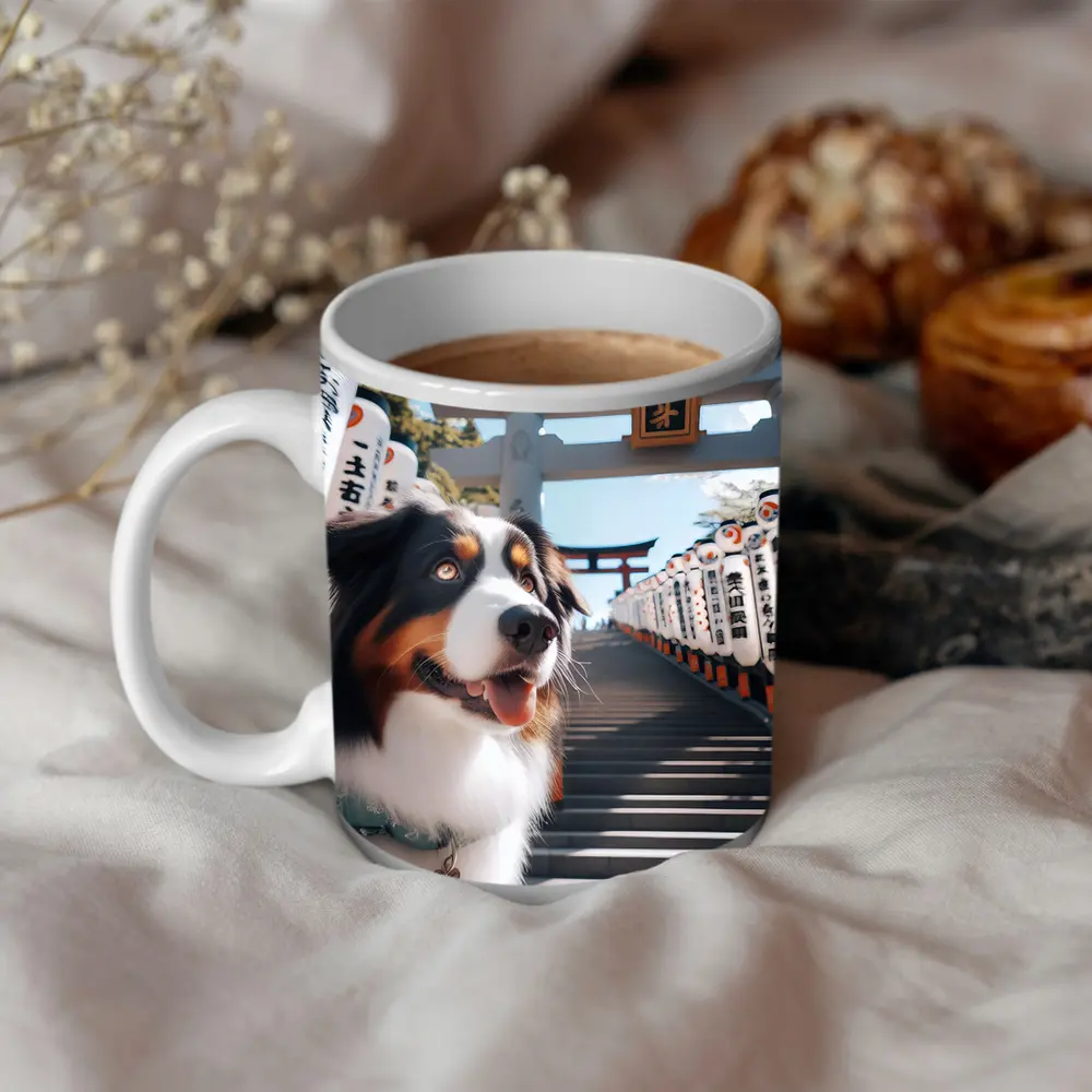 Australian Shepherd Dog Japanese Shrine Torii Gates – Mugs