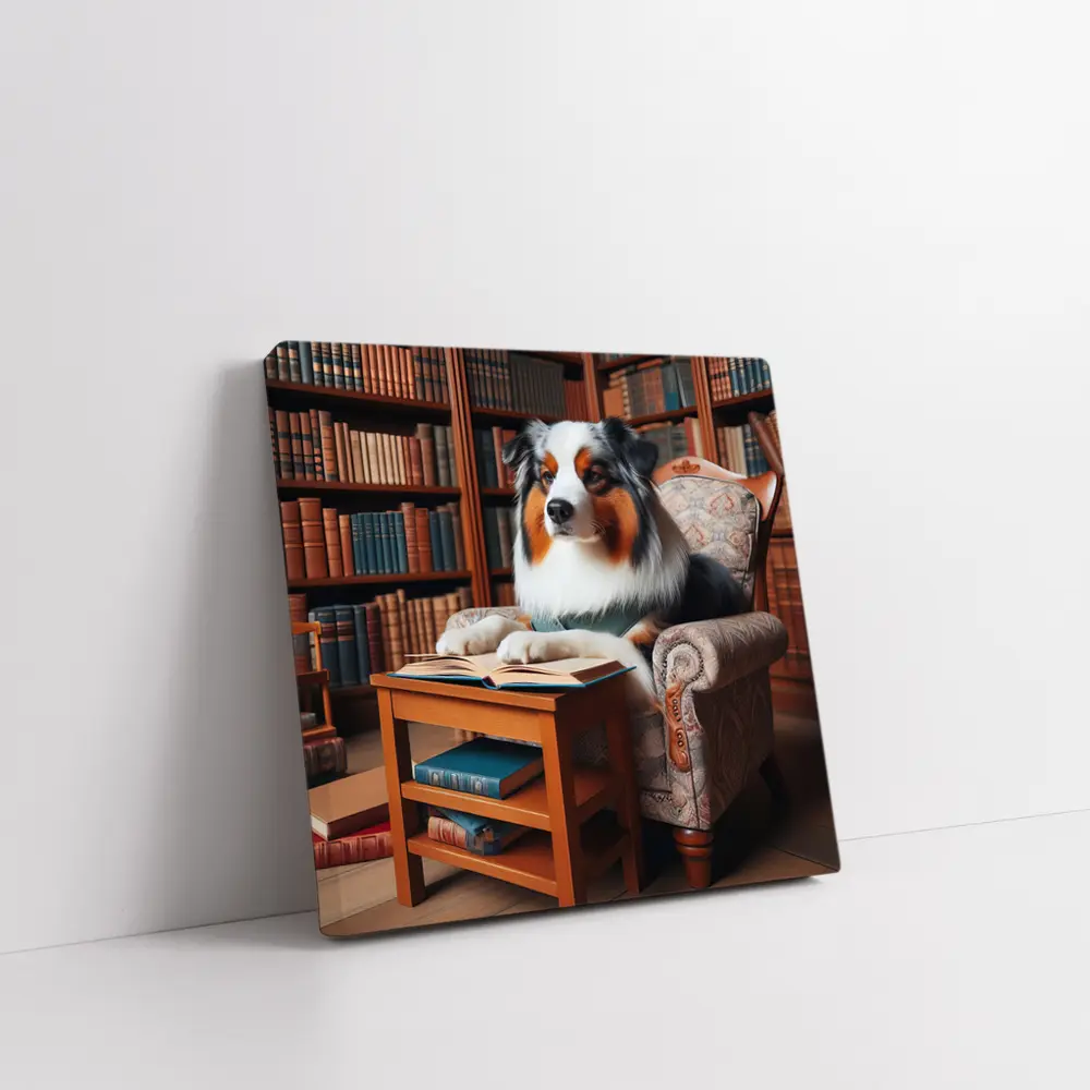 Australian Shepherd Reading Book Library Chair – Wall Art