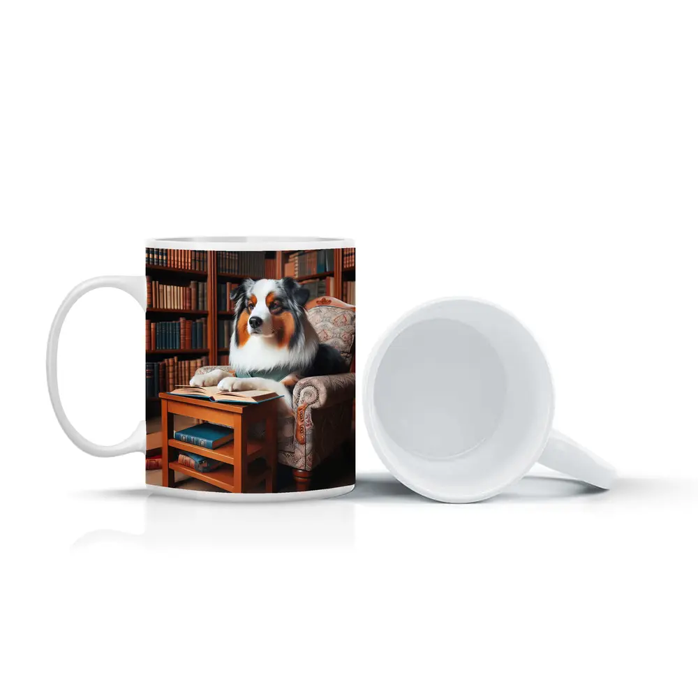 Australian Shepherd Reading Book Library Chair – Mugs