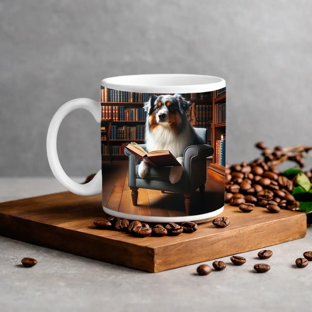Australian Shepherd Reading Book Library Chair – Mugs