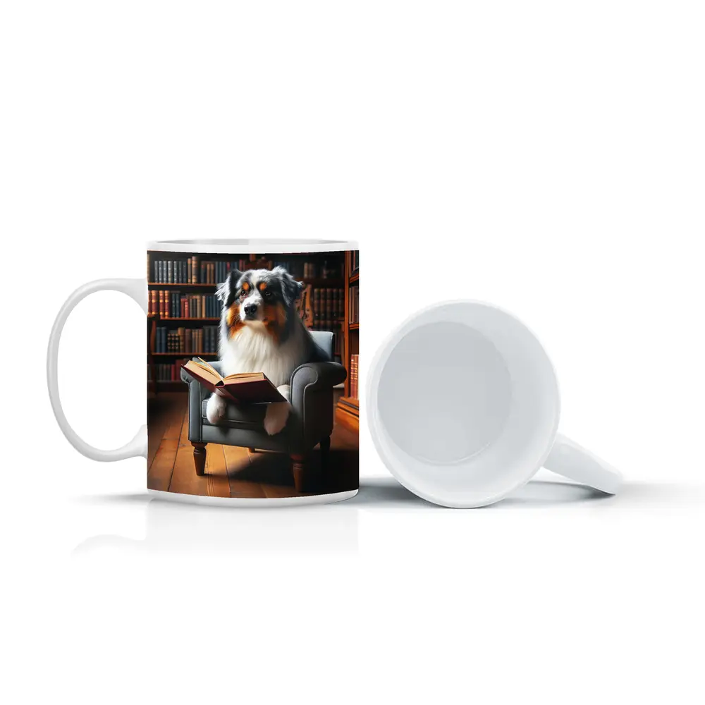 Australian Shepherd Reading Book Library Chair – Mugs