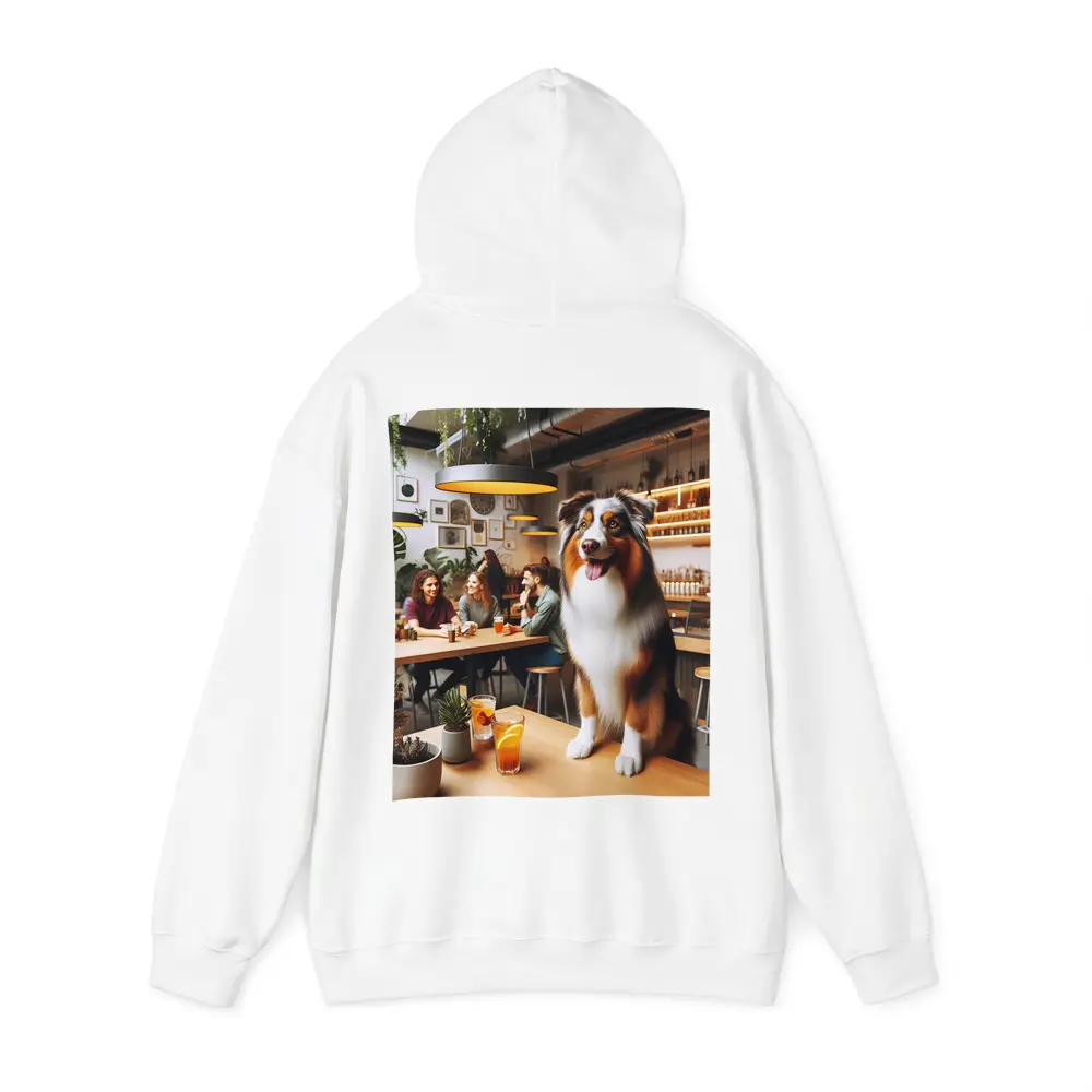 Australian Shepherd Dog In Cozy Cafe – Hoodies