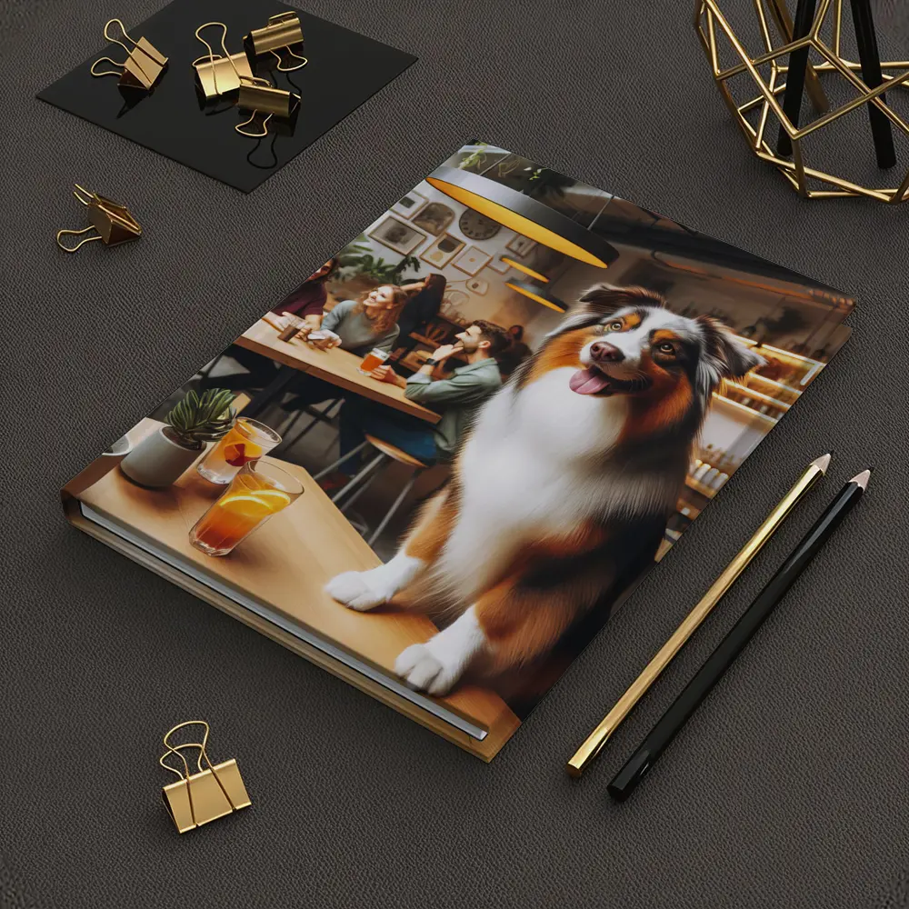 Australian Shepherd Dog In Cozy Cafe – Notebooks