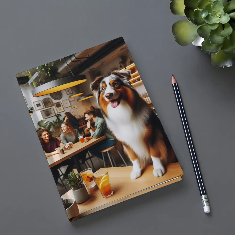 Australian Shepherd Dog In Cozy Cafe – Notebooks