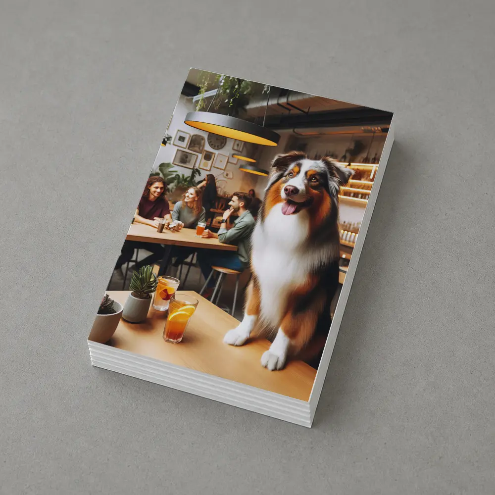 Australian Shepherd Dog In Cozy Cafe – Postcards