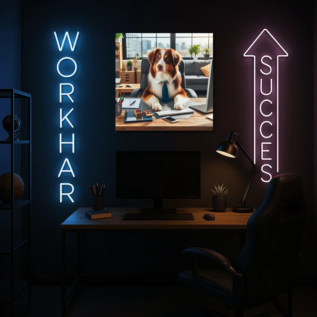 Australian Shepherd Dog Office Desk Worker – Wall Art