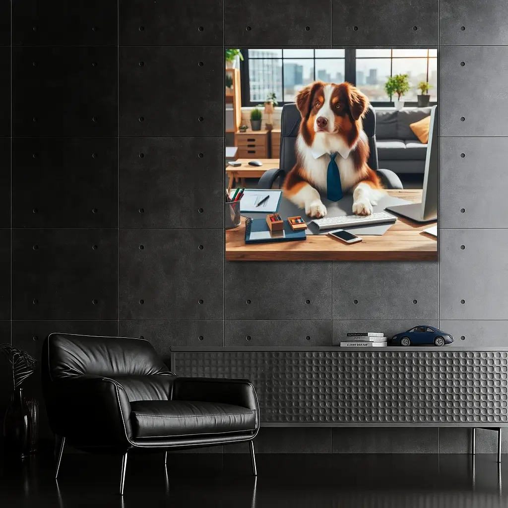 Australian Shepherd Dog Office Desk Worker – Wall Art