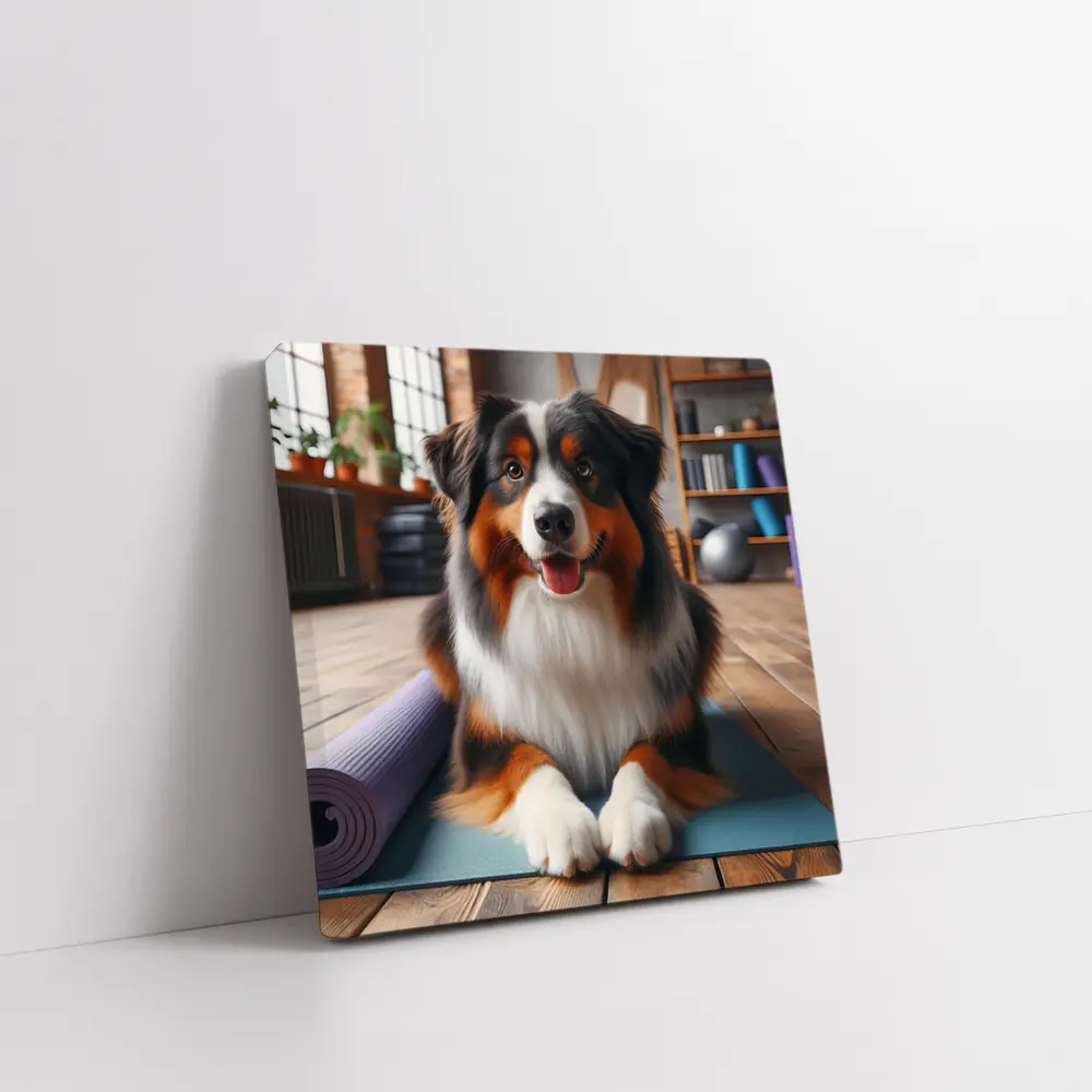 Australian Shepherd Dog on Yoga Mat – Wall Art