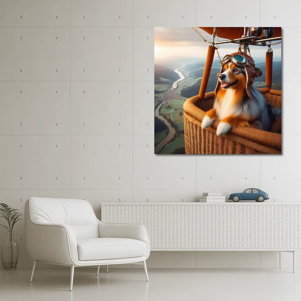 Australian Shepherd Pilot Hot Air Balloon – Wall Art