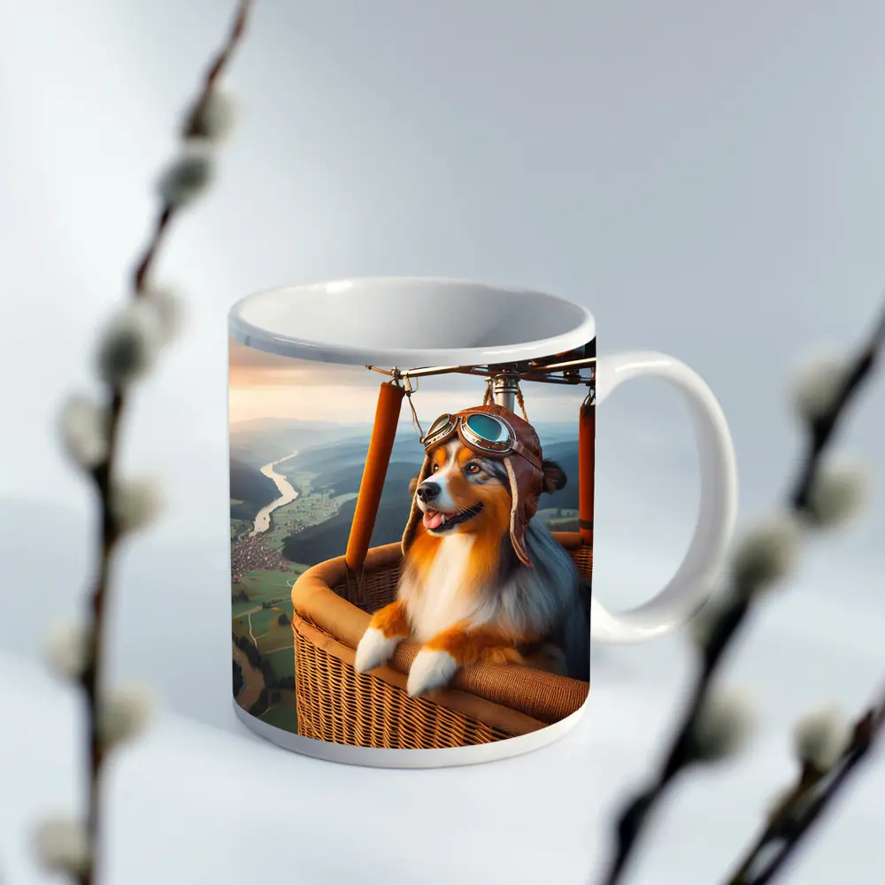 Australian Shepherd Pilot Hot Air Balloon – Mugs