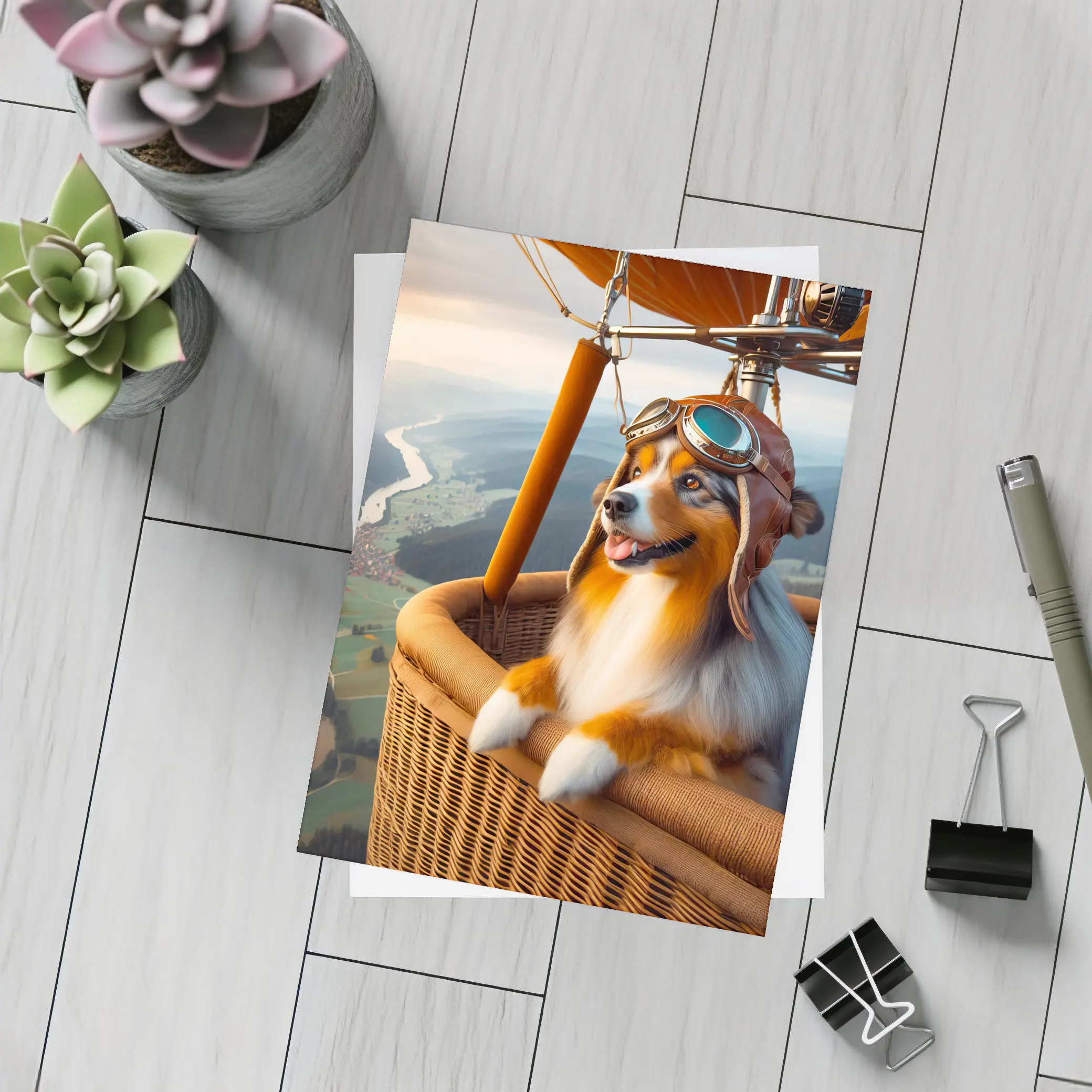 Australian Shepherd Pilot Hot Air Balloon – Postcards